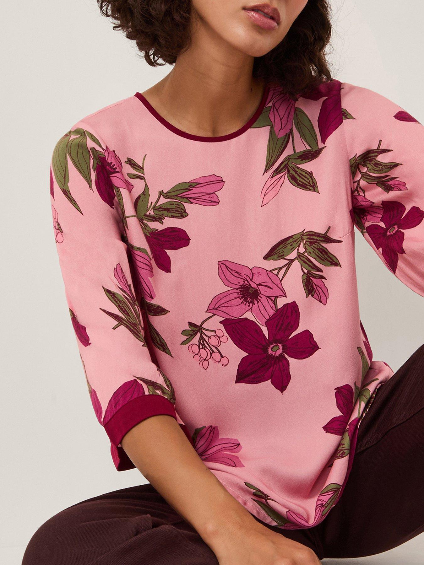 Image 4 of 4 of Monsoon Clemmie Print Top - Pink