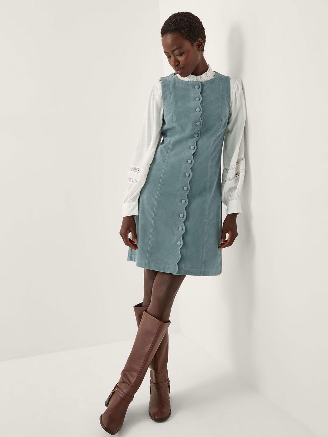 Image 1 of 5 of Monsoon Rudi Scallop Dress - Blue