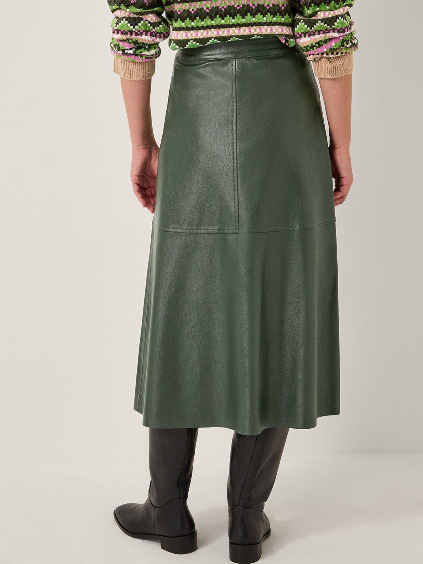 Image 2 of 5 of Monsoon Pippa Pu Skirt - Green