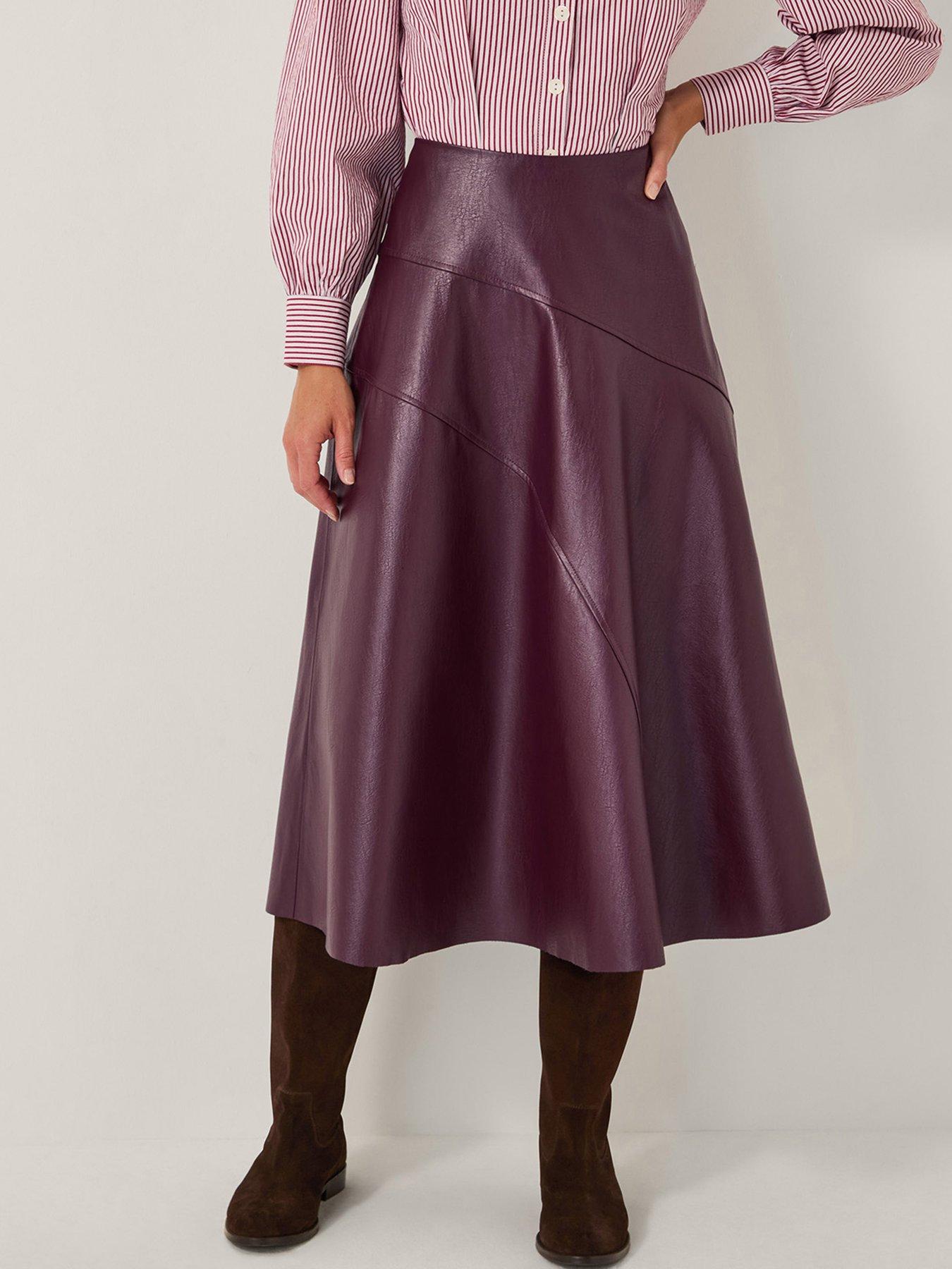  image of monsoon-marnie-seam-pu-skirt-red