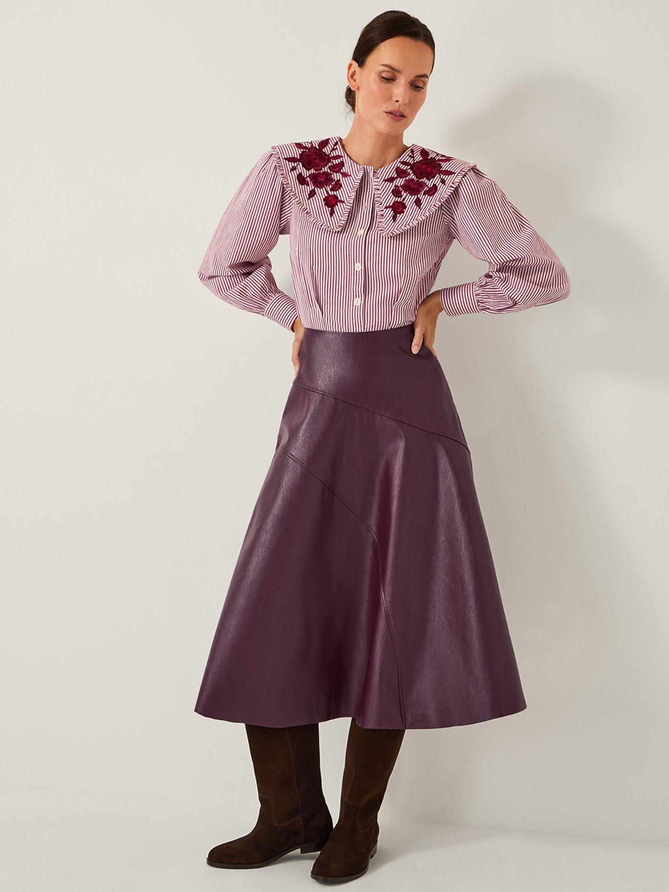  image of monsoon-marnie-seam-pu-skirt-red