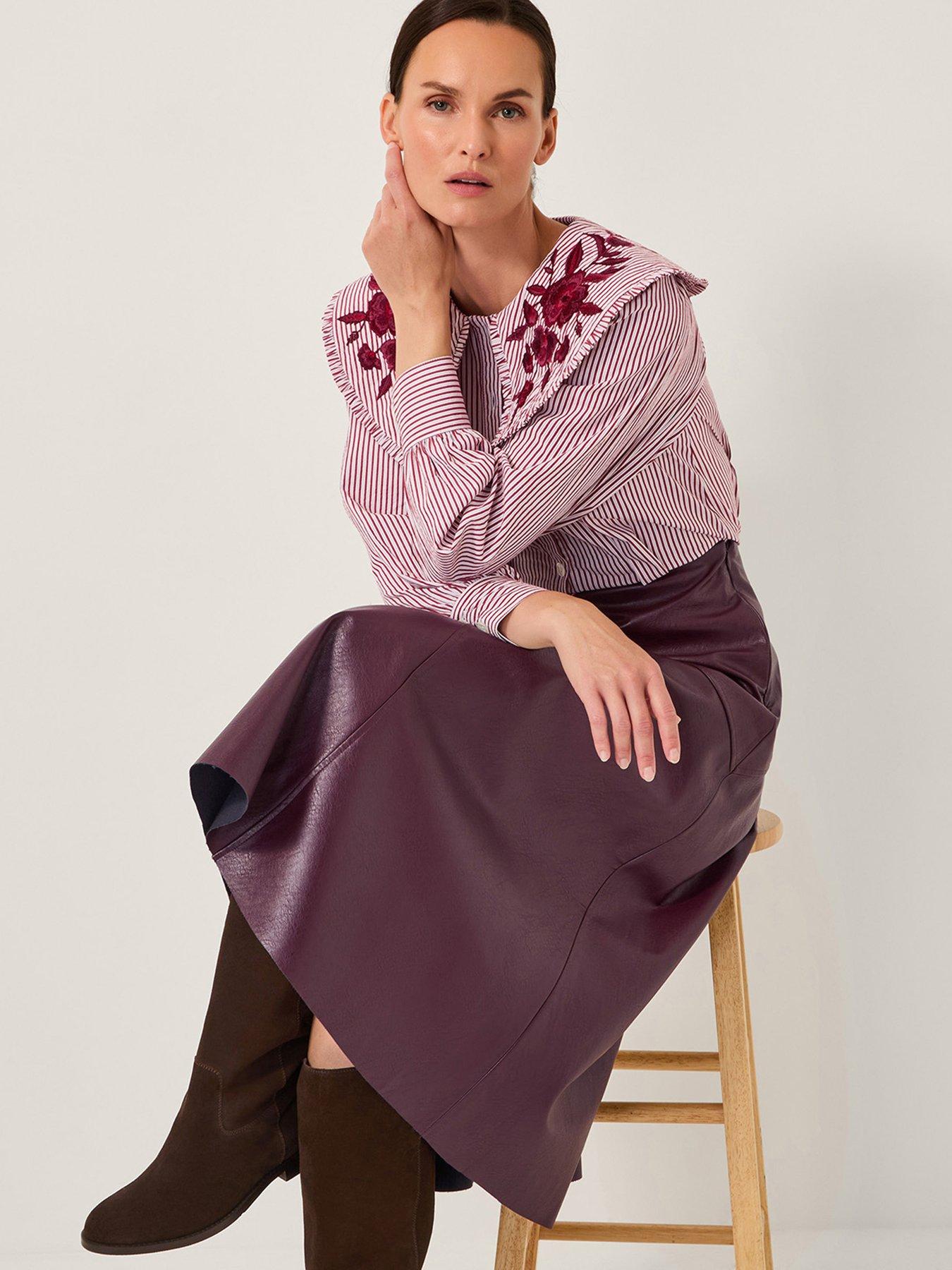  image of monsoon-marnie-seam-pu-skirt-red