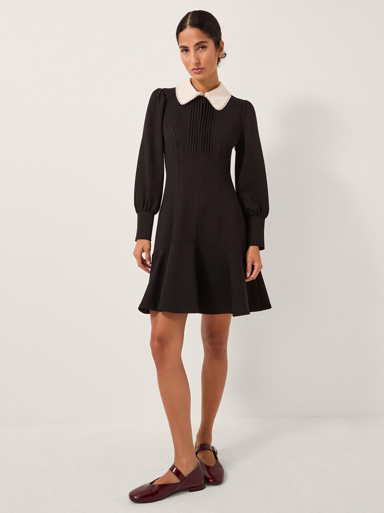 undefined Priya Ponte Collar Dress - Black