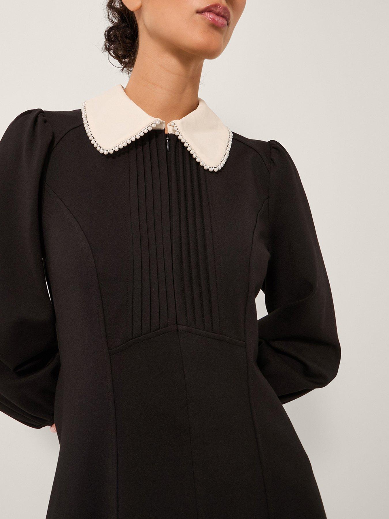 Image 5 of 5 of Monsoon Priya Ponte Collar Dress - Black