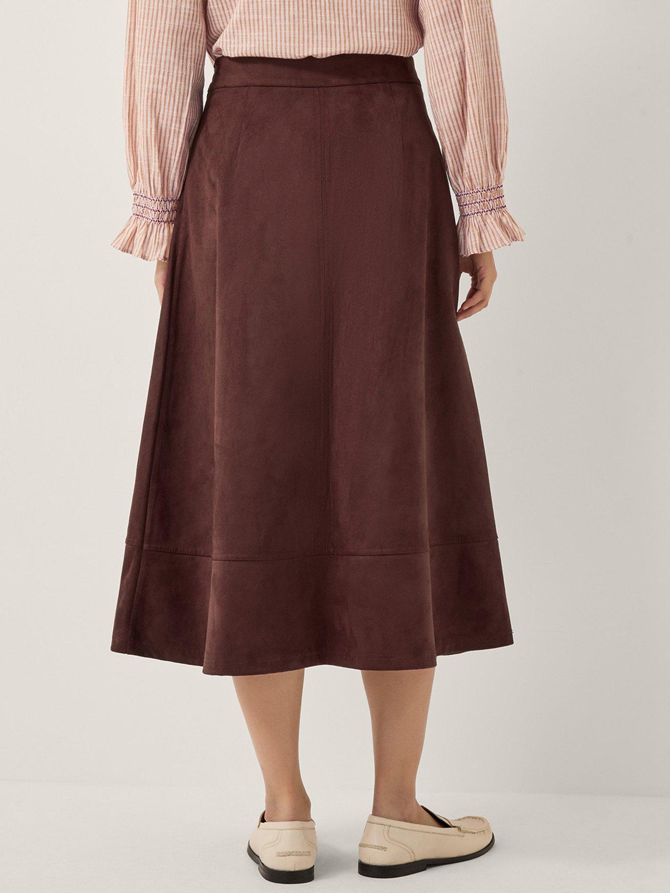 Image 2 of 5 of Monsoon Rowan Suedette Skirt - Chocolate