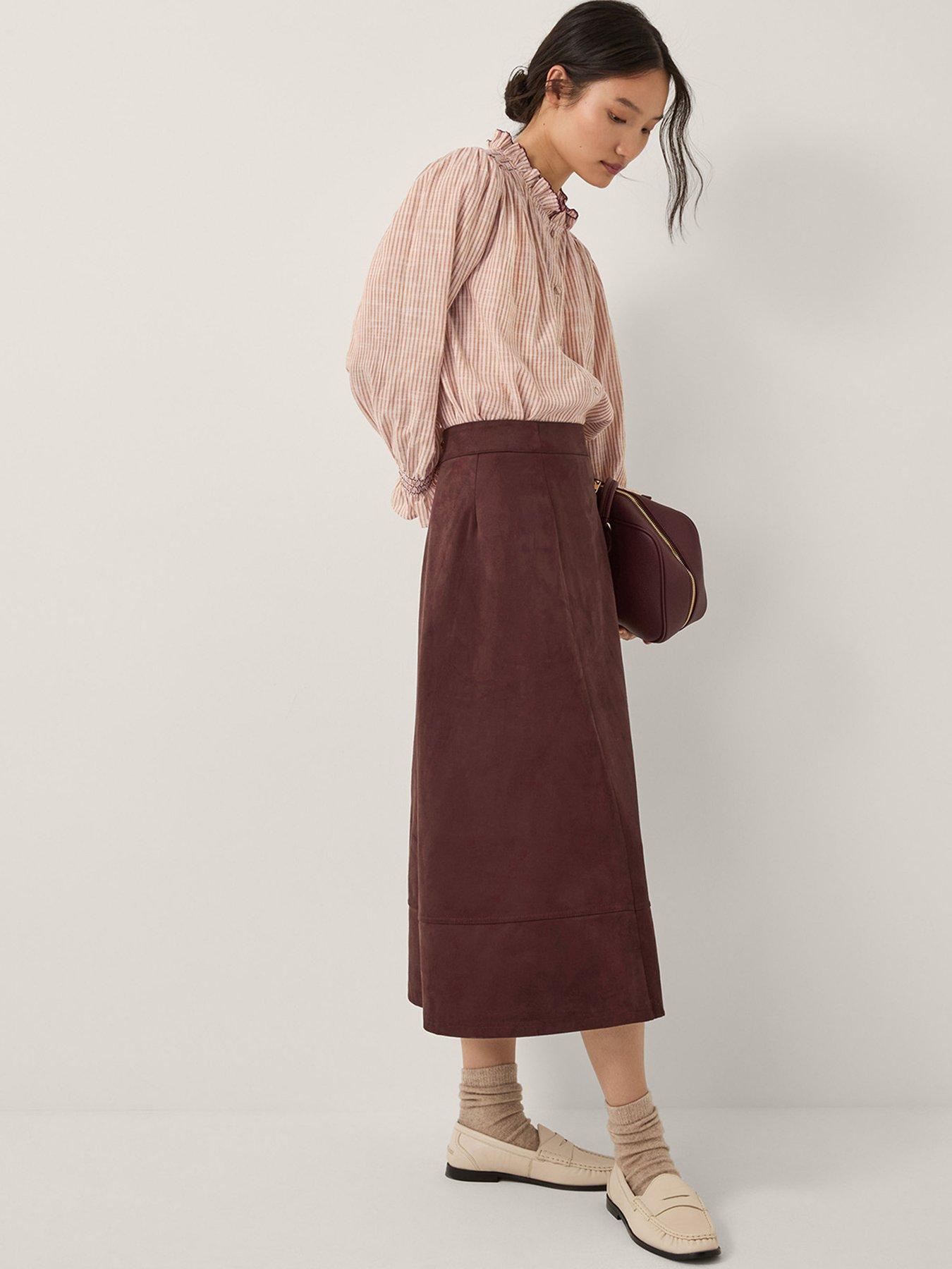 Image 4 of 5 of Monsoon Rowan Suedette Skirt - Chocolate