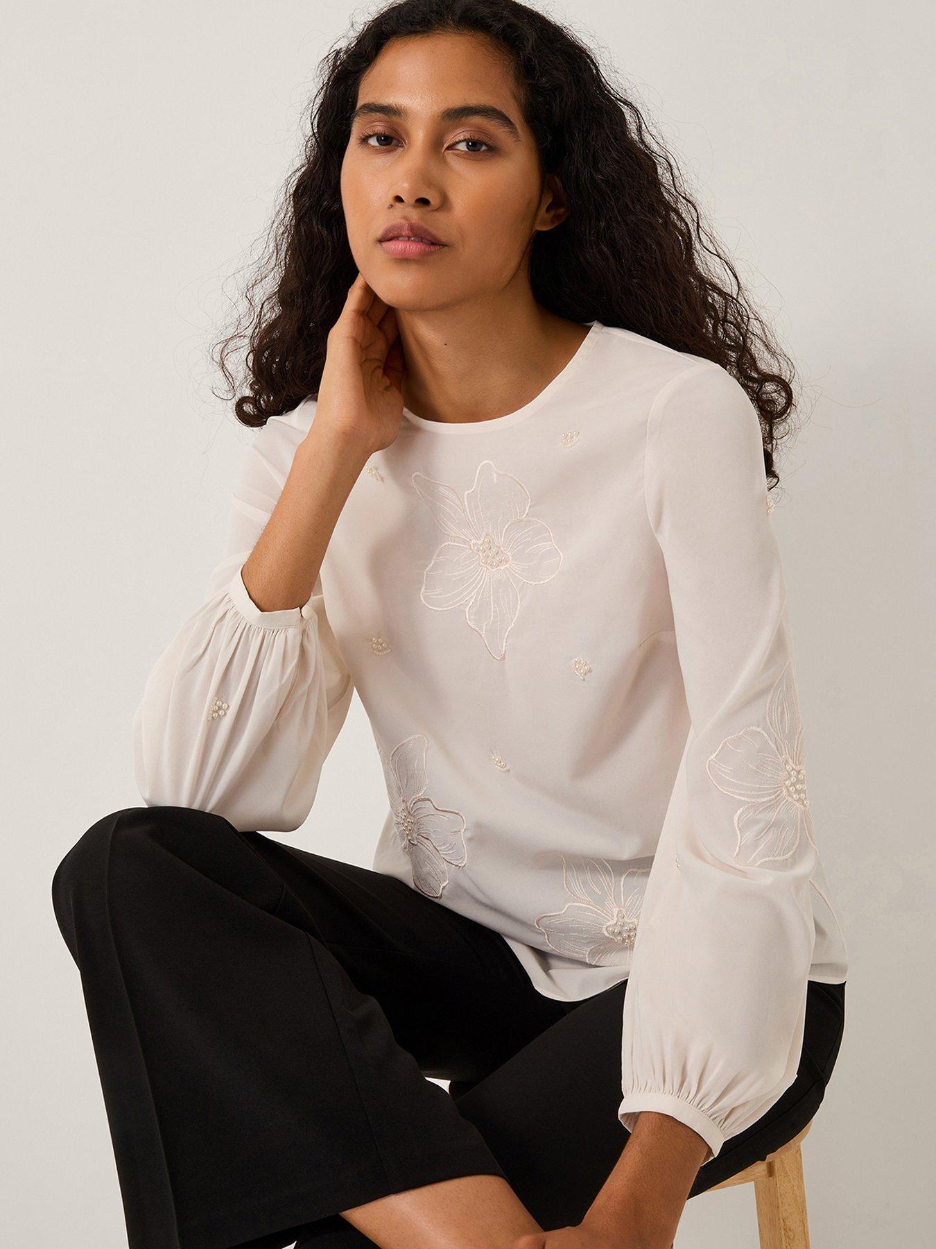 Image 1 of 4 of Monsoon Regina Beaded Blouse - Cream