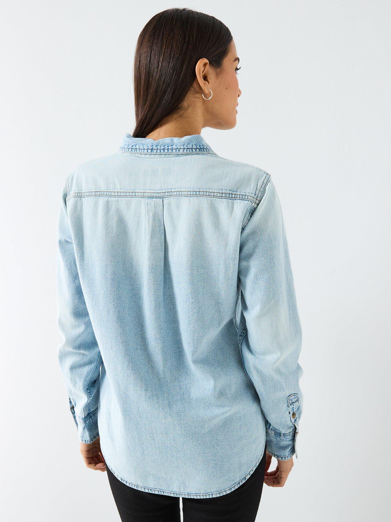 stillFront image of guess-jeans-long-sleeve-denim-shirt-blue