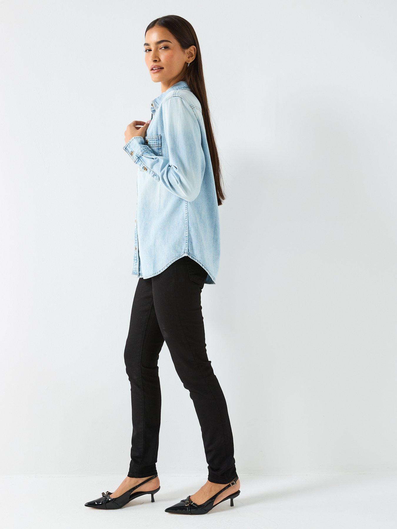  image of guess-jeans-long-sleeve-denim-shirt-blue
