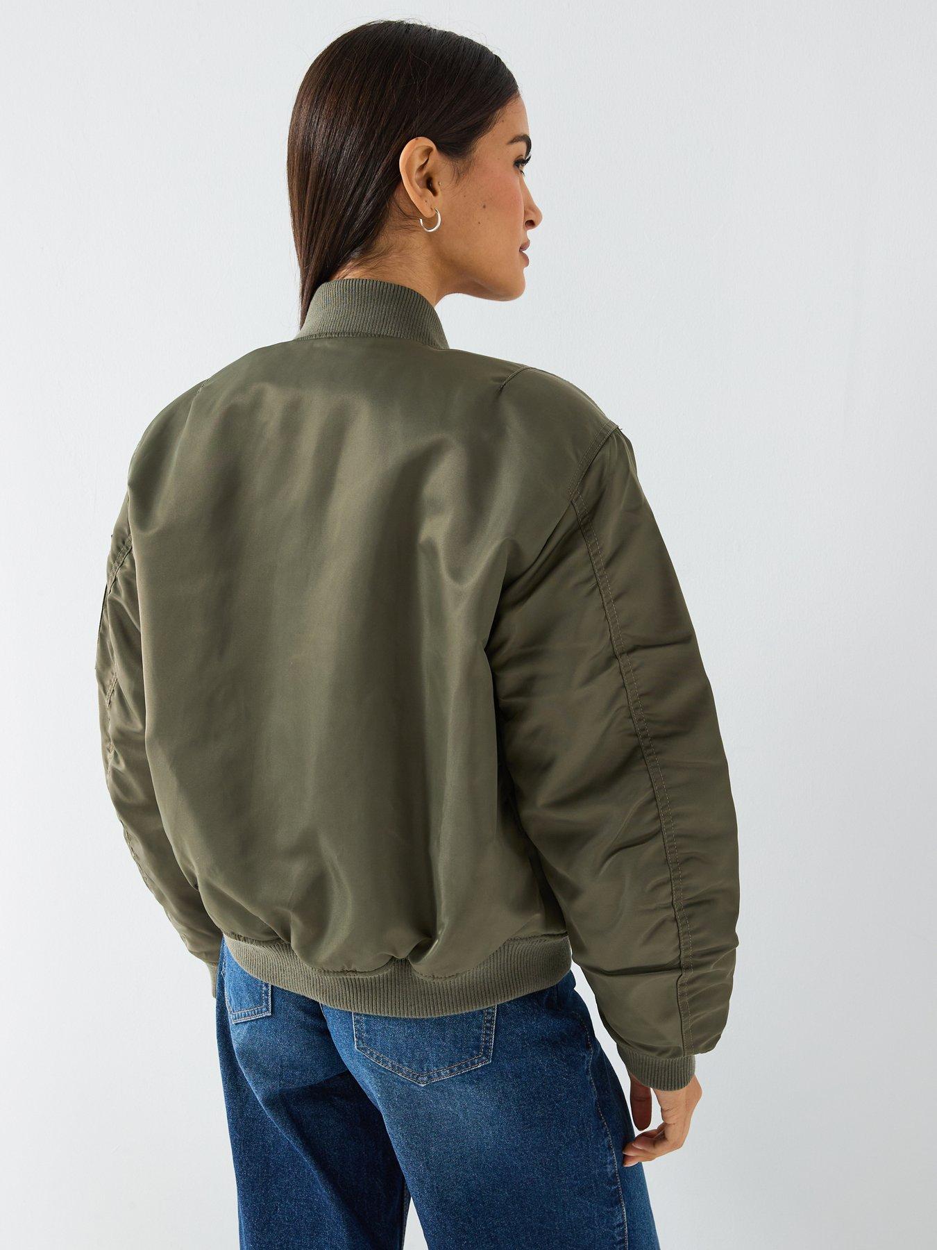  image of guess-jeans-long-sleeve-bomber-jacket-khaki