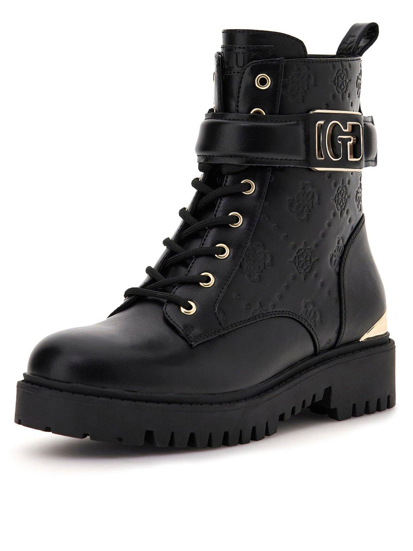 Image 2 of 5 of Guess Oranda 4G Peony Logo Combat Boots - Black