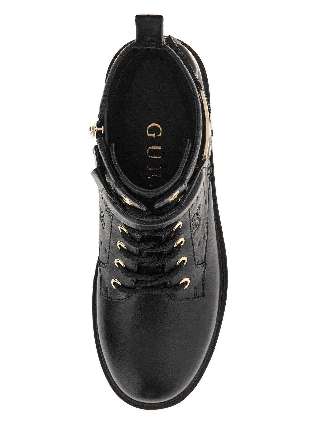 Image 4 of 5 of Guess Oranda 4G Peony Logo Combat Boots - Black
