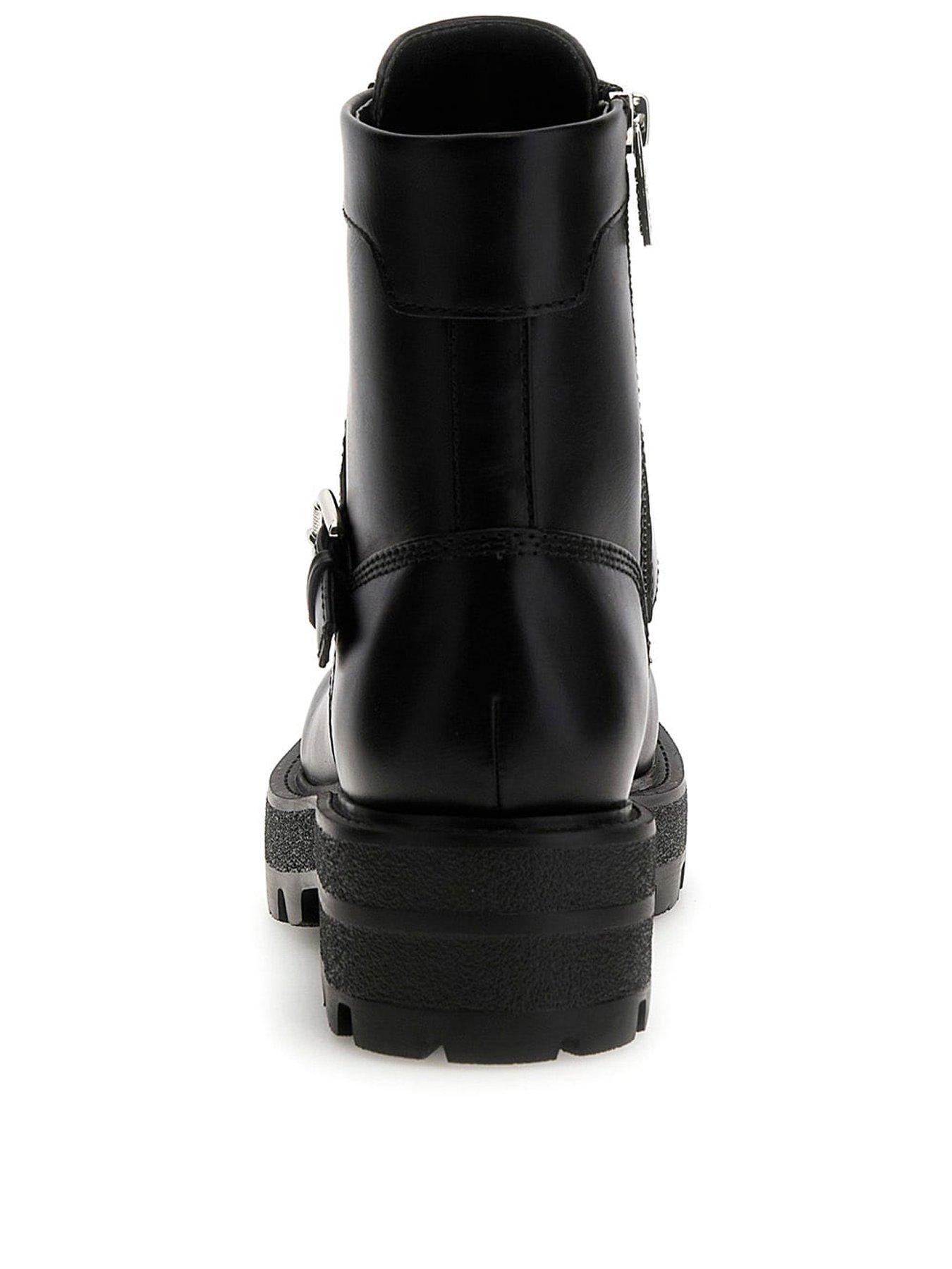 Image 3 of 5 of Guess Yanzy Logo-Script Combat Boots - Black