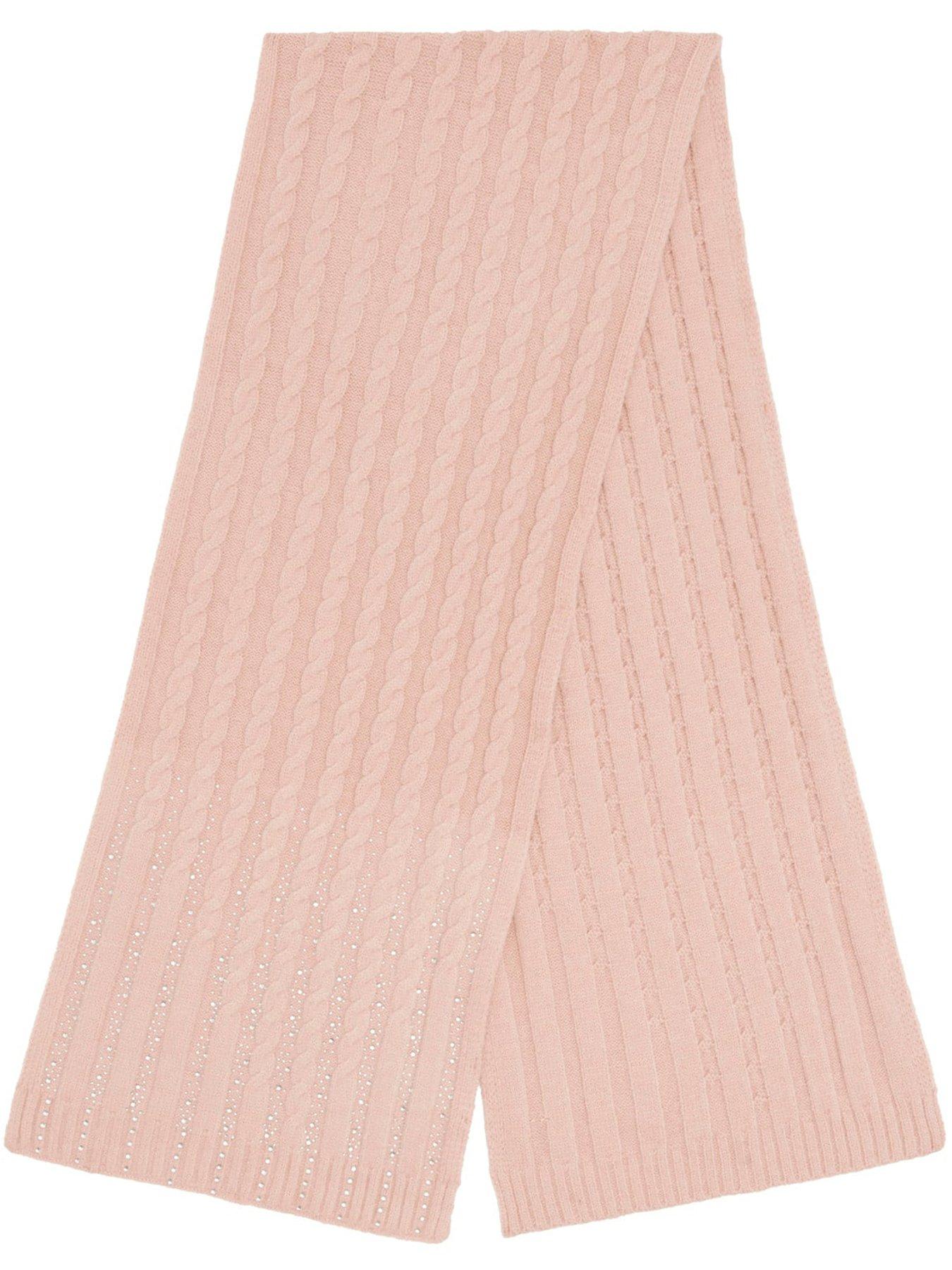guess-cable-knitted-scarf-pink