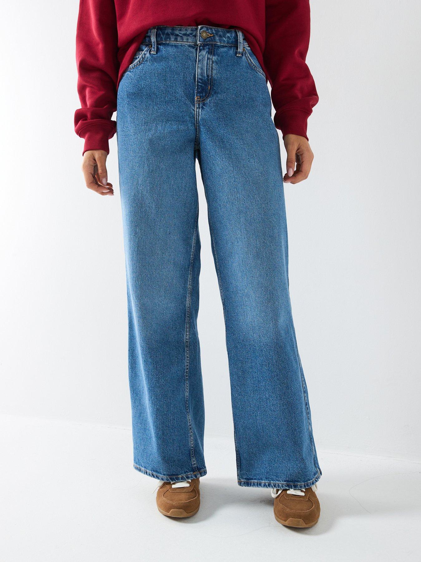 front image of guess-jeans-g11-wide-leg-jeans-blue