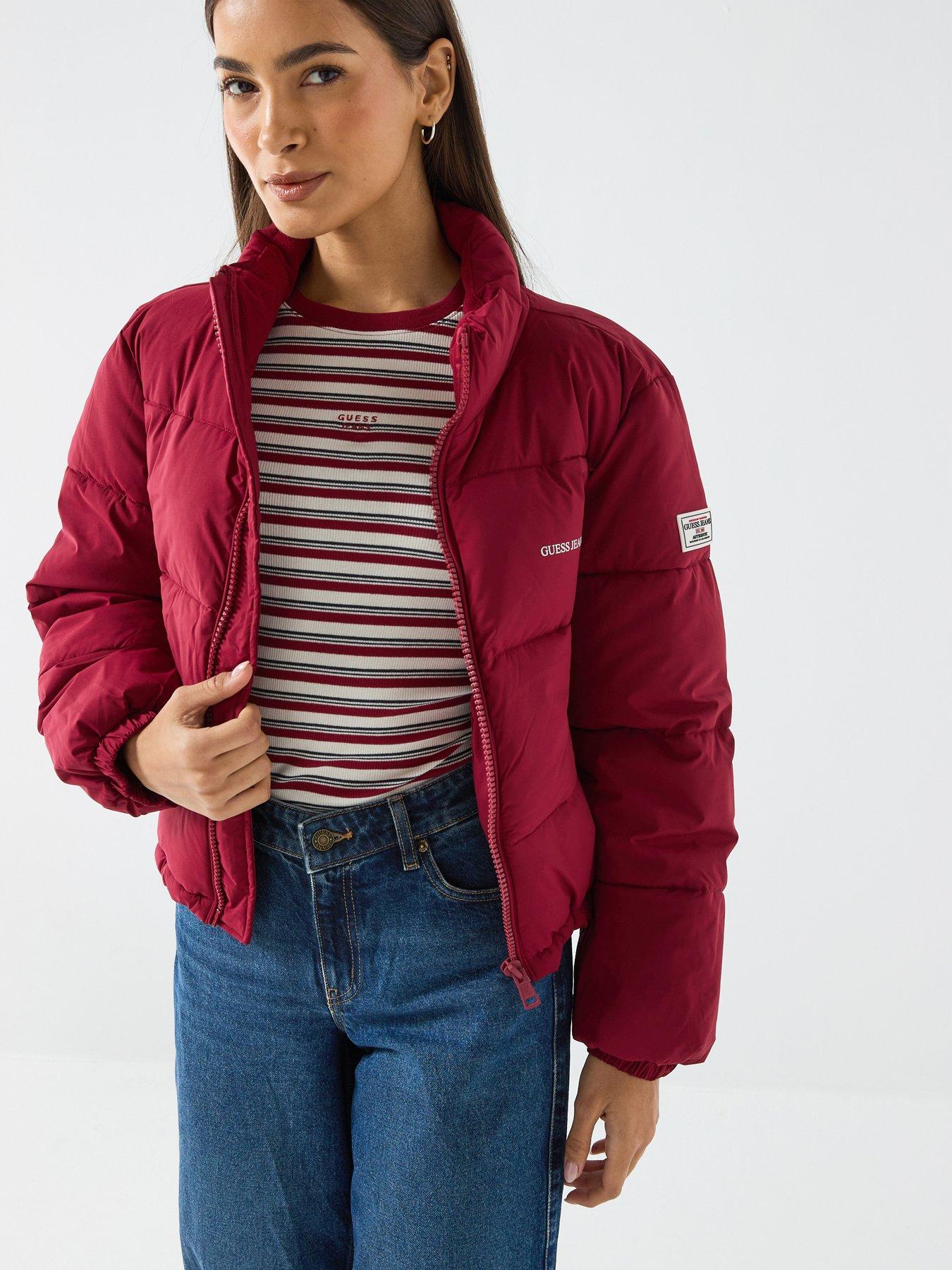 Guess Jeans Crop Puffer Jacket - Red