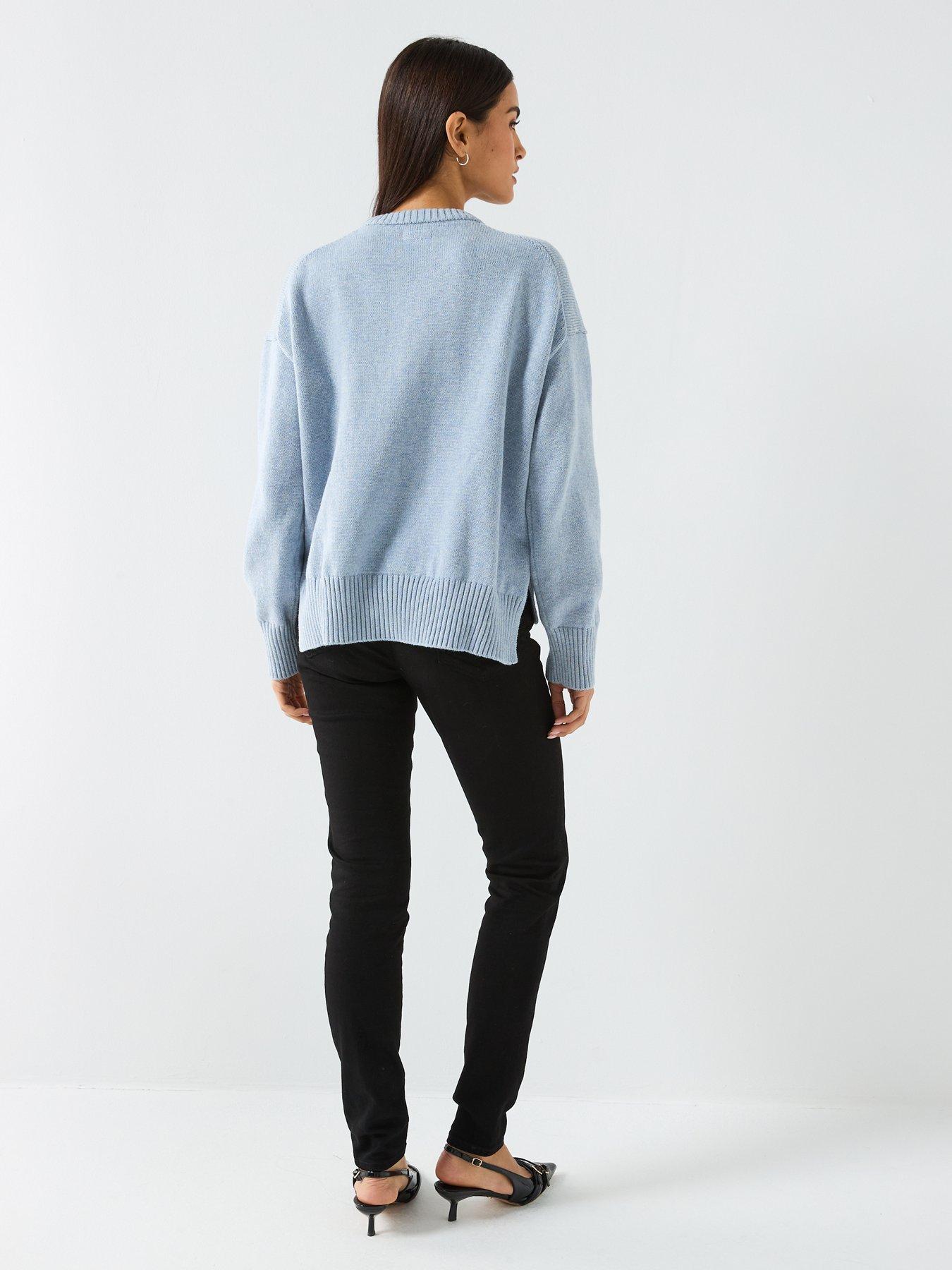 Image 6 of 6 of Guess Jeans Long Sleeve Big Triangle Sweater &nbsp;- Blue