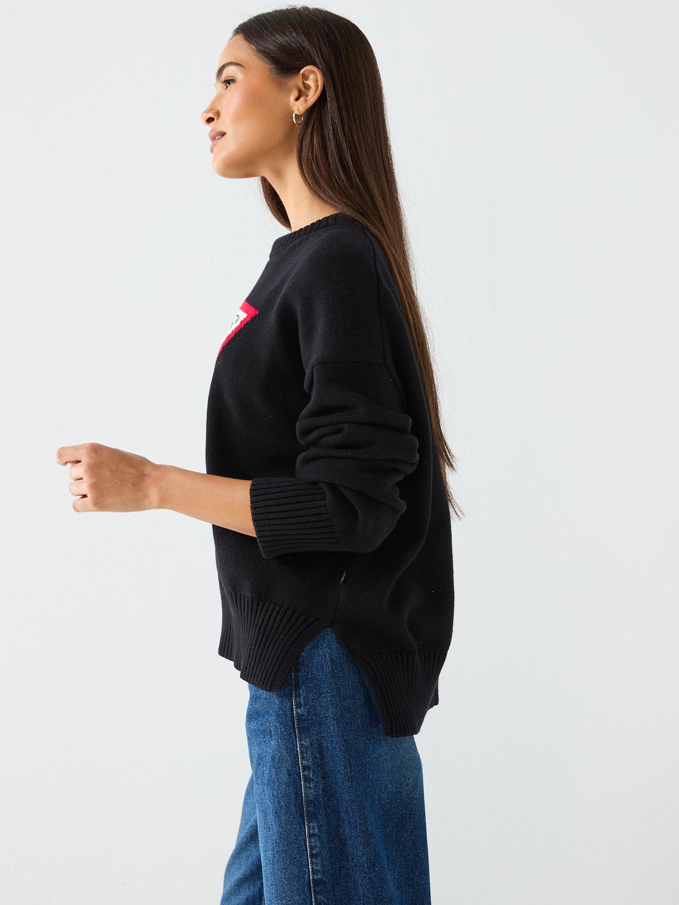 Image 4 of 6 of Guess Jeans Long Sleeve Big Triangle Jumper - Black
