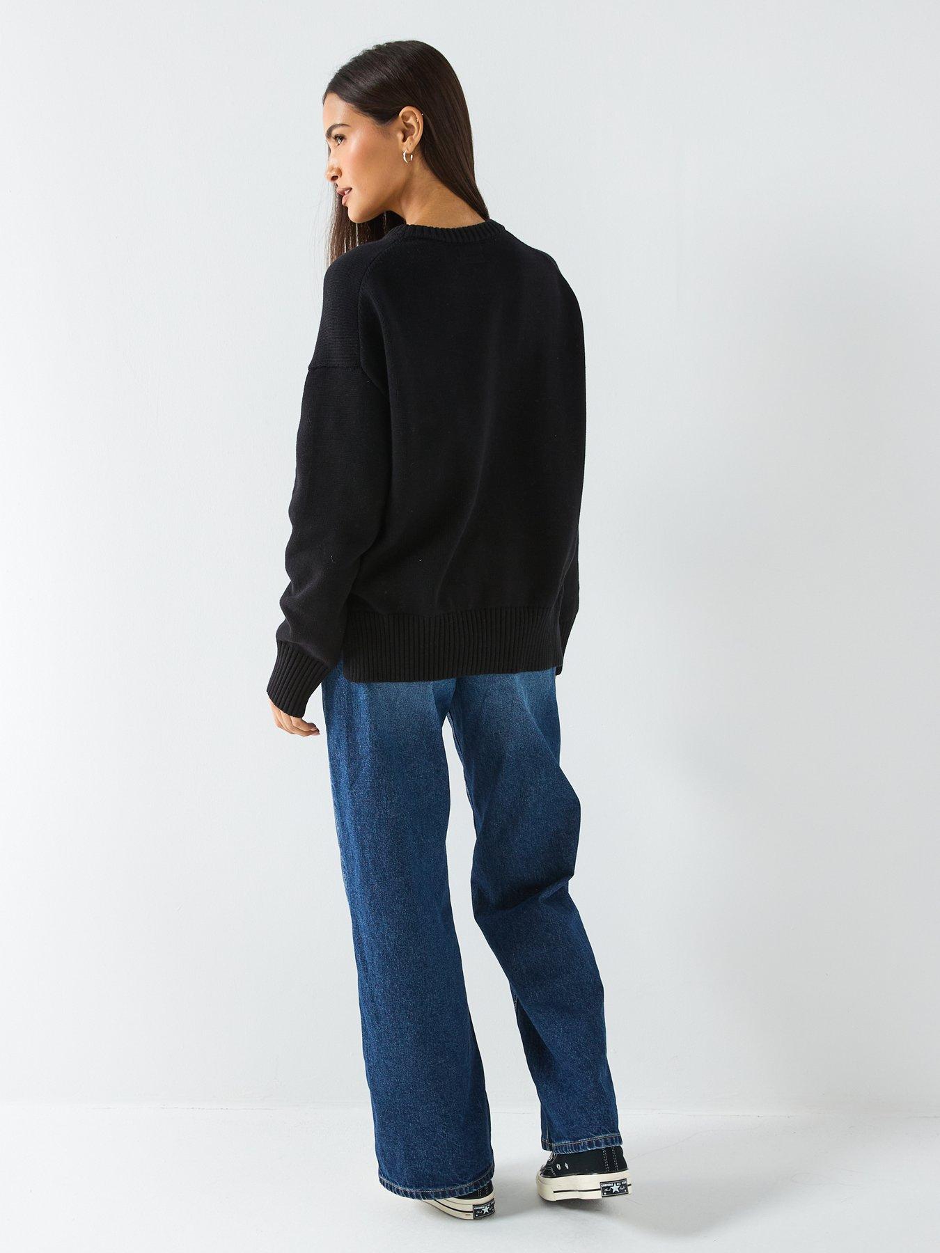 Image 6 of 6 of Guess Jeans Long Sleeve Big Triangle Jumper - Black