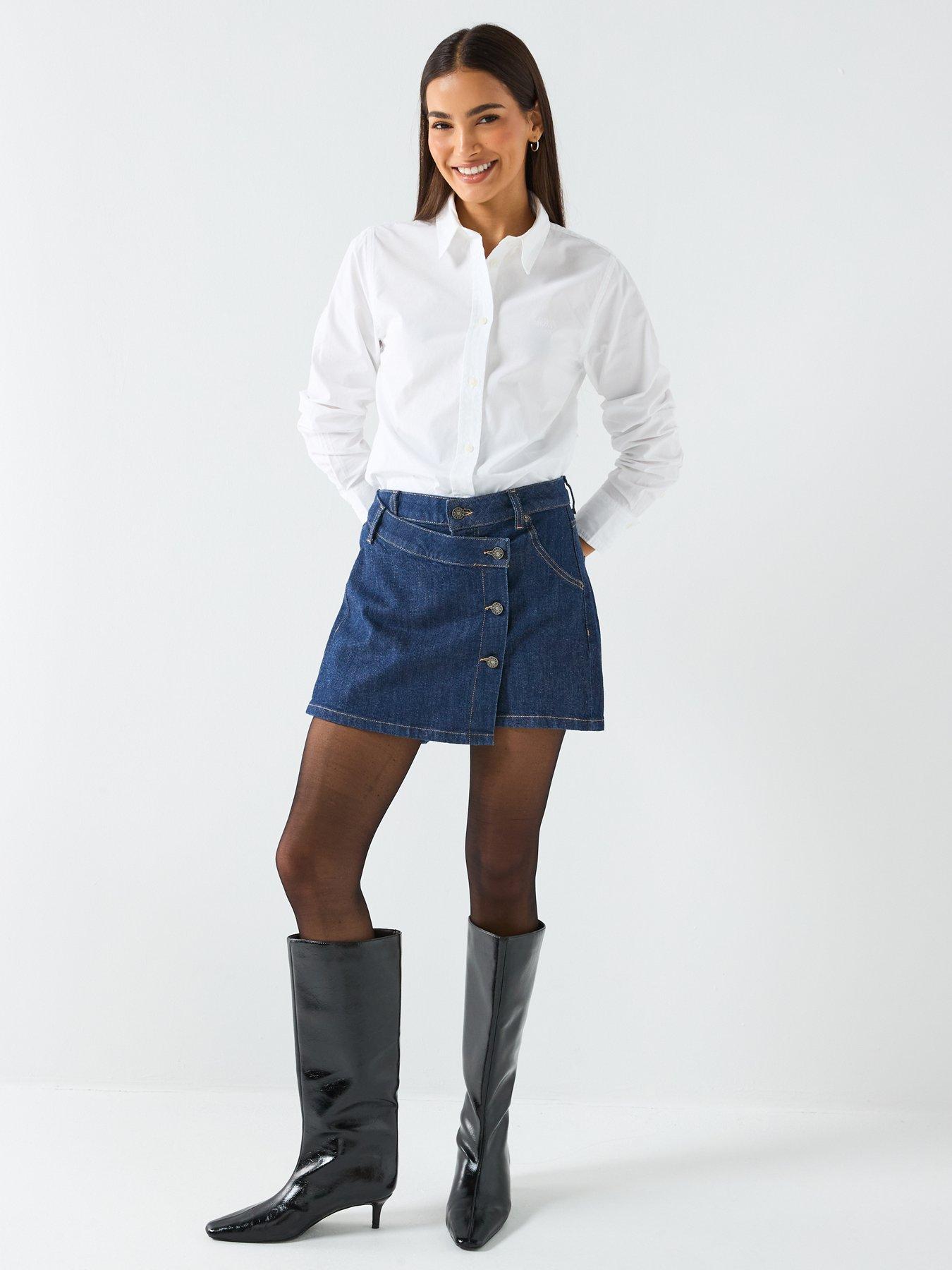  image of guess-jeans-slim-fit-long-sleeve-shirt-with-tonal-embroidered-logo-white