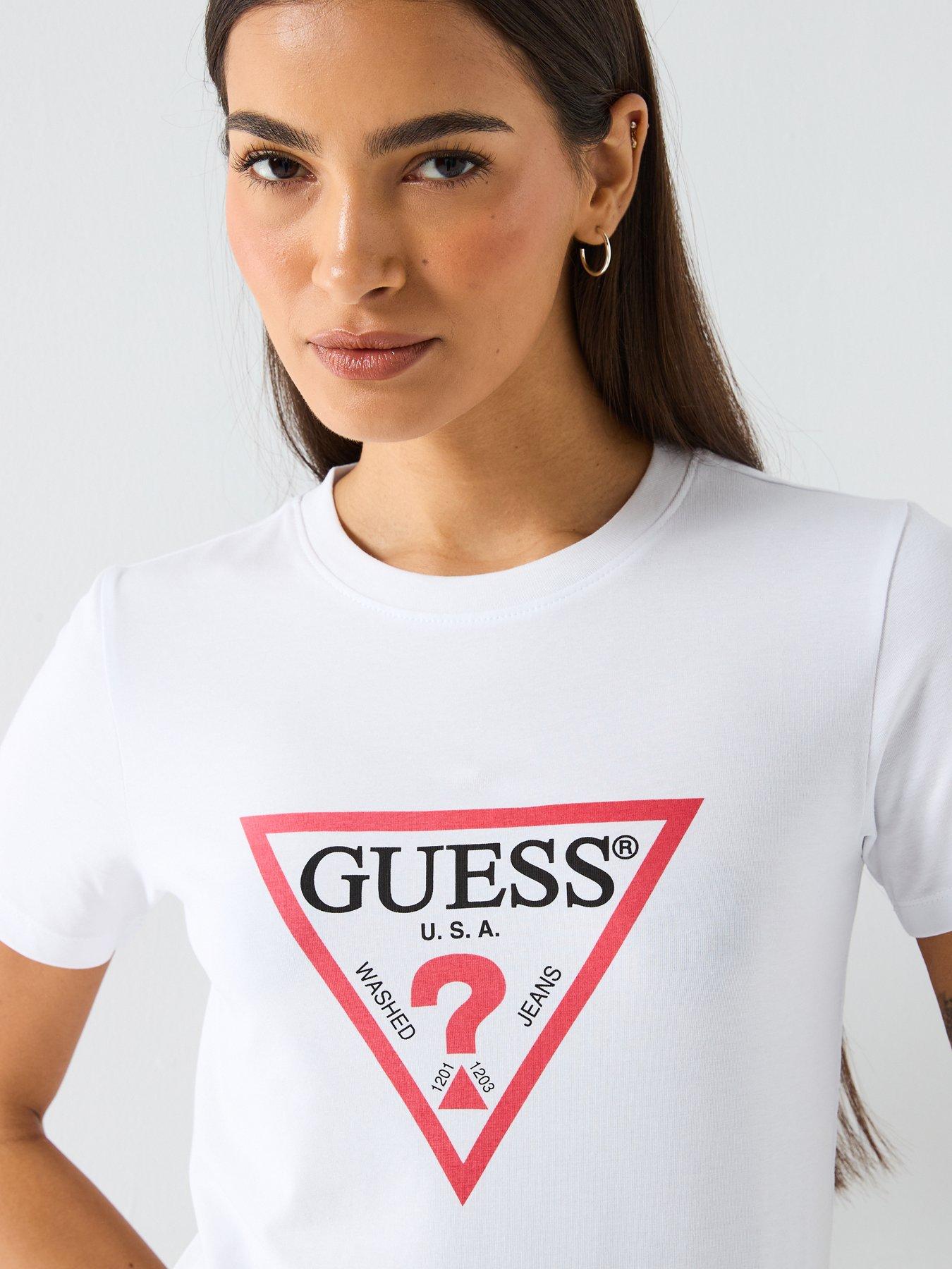  image of guess-jeans-short-sleeve-slim-iconic-t-shirt-white