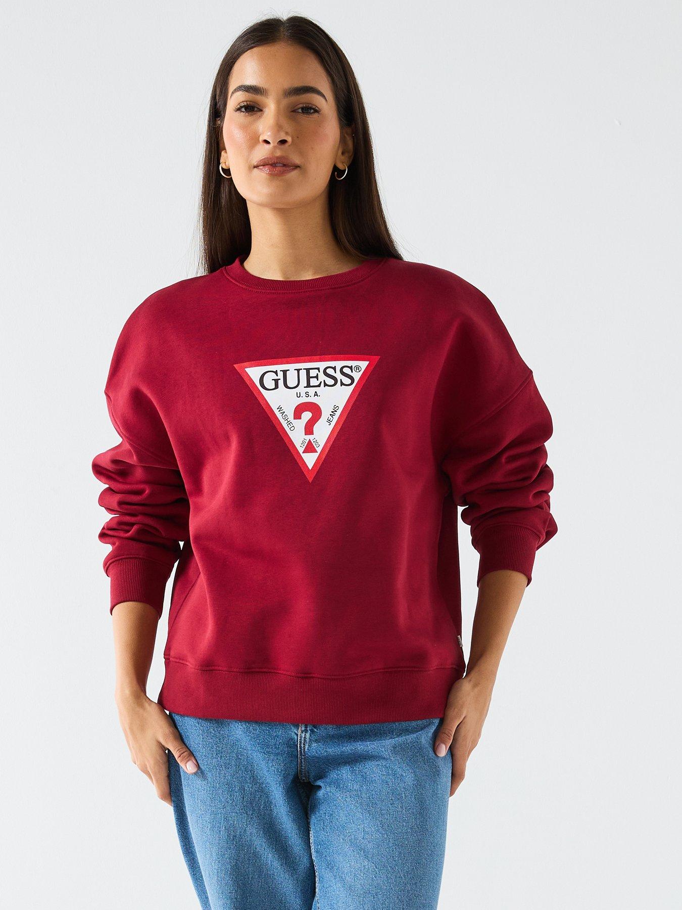 Image 1 of 6 of Guess Jeans Iconic Triangle Sweatshirt - Red
