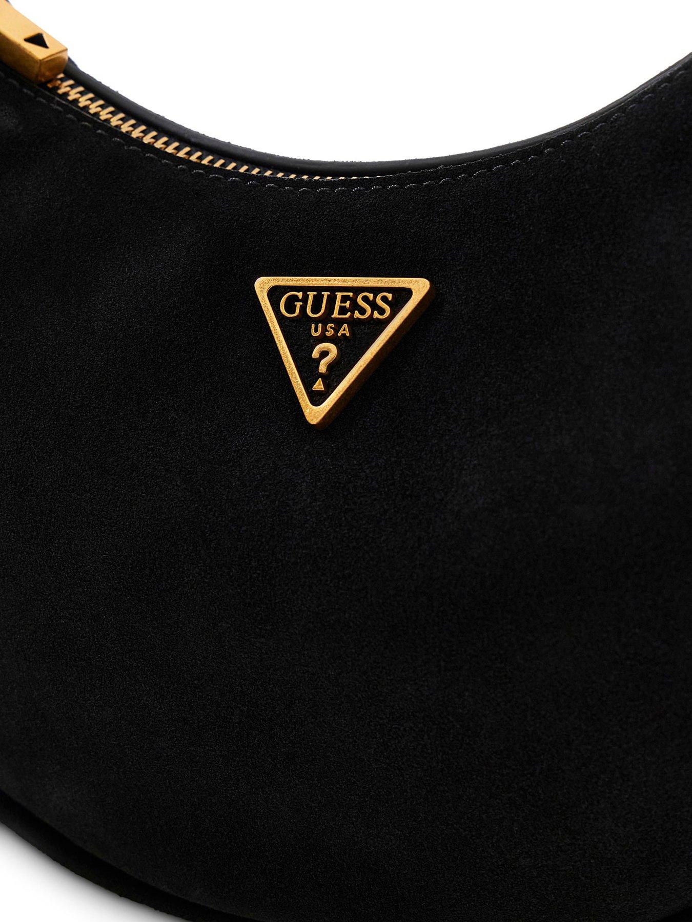 Image 2 of 5 of Guess Amita Suede Mini Hobo Handbag - Black