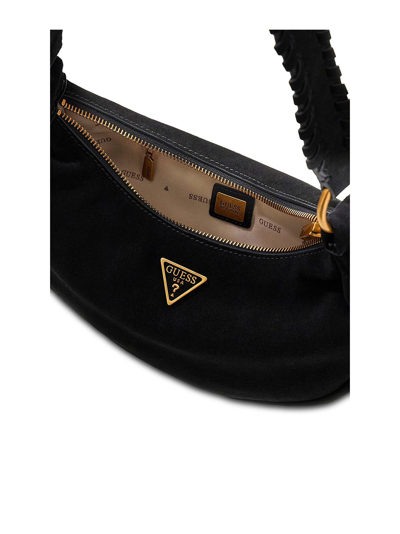 Image 3 of 5 of Guess Amita Suede Mini Hobo Handbag - Black