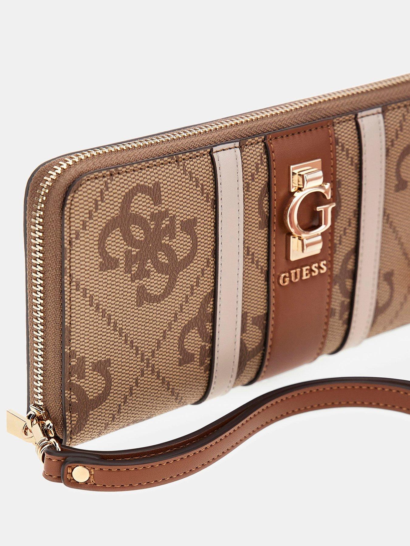 stillFront image of guess-erenia-slg-large-zip-around-purse-brown