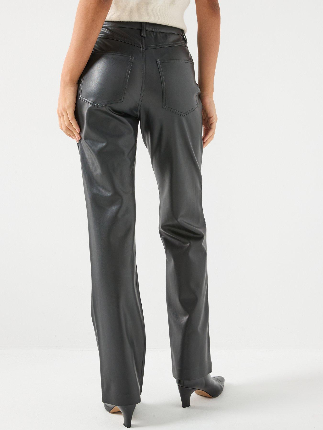 stillFront image of guess-80s-straight-leg-pu-trousers-black