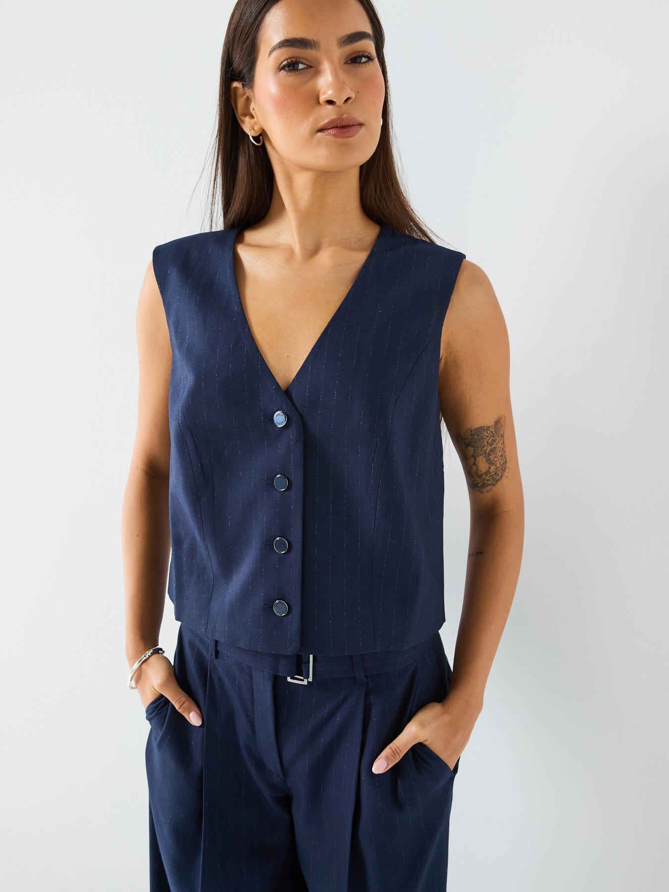 Guess Zanita Pin Stripe Vest - Blue