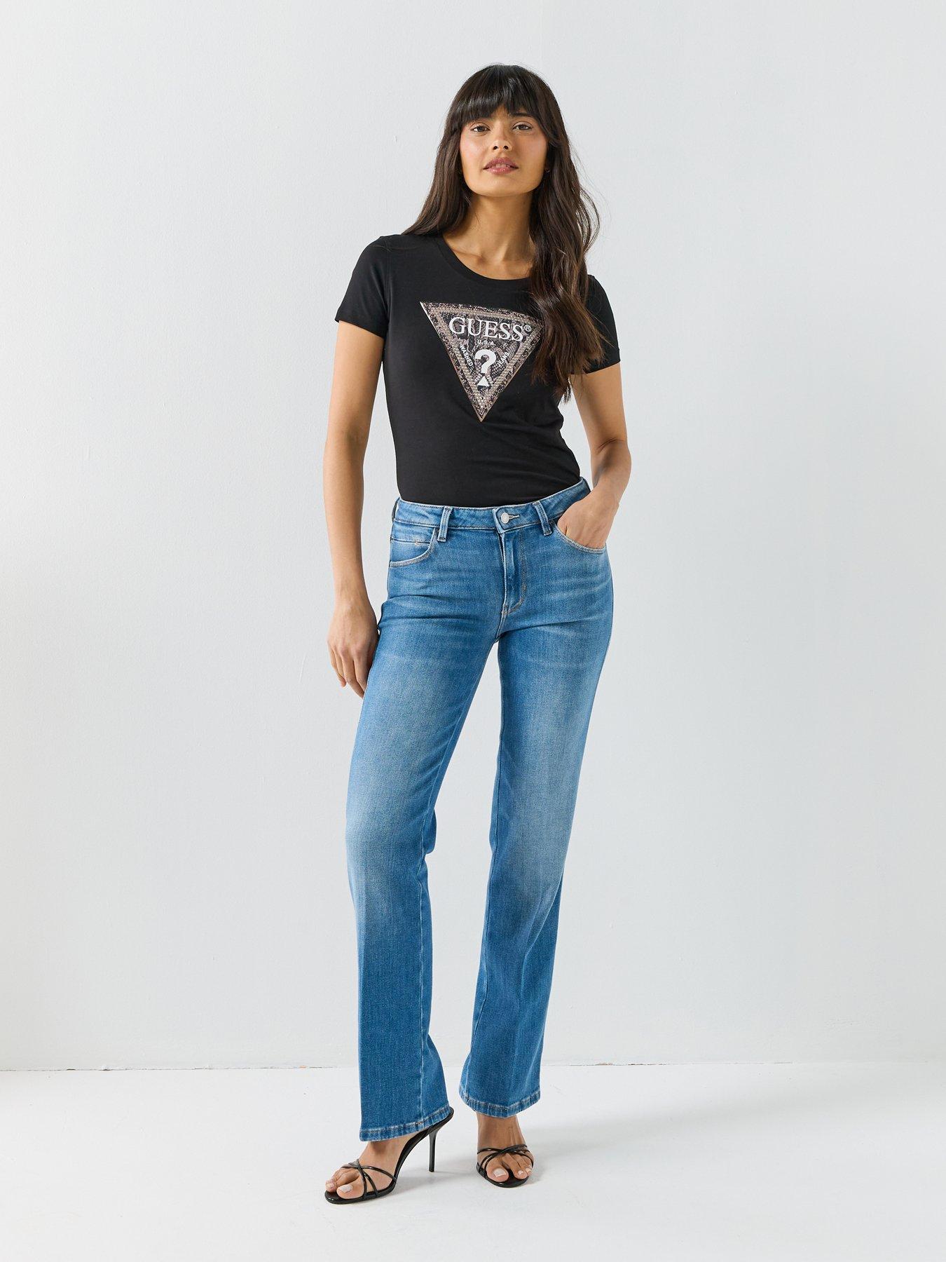  image of guess-short-sleeve-triangle-python-t-shirt-black