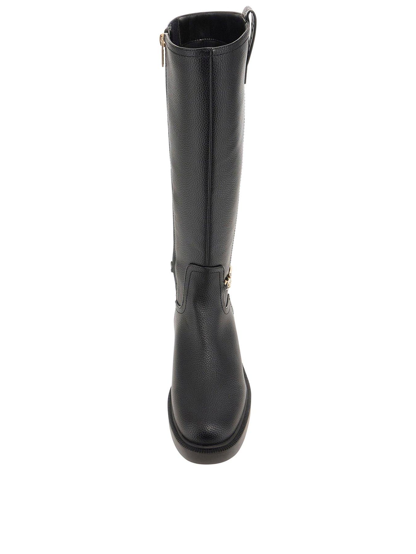 Image 3 of 6 of Guess Fyonal Chain Detail Flat Boot - Black