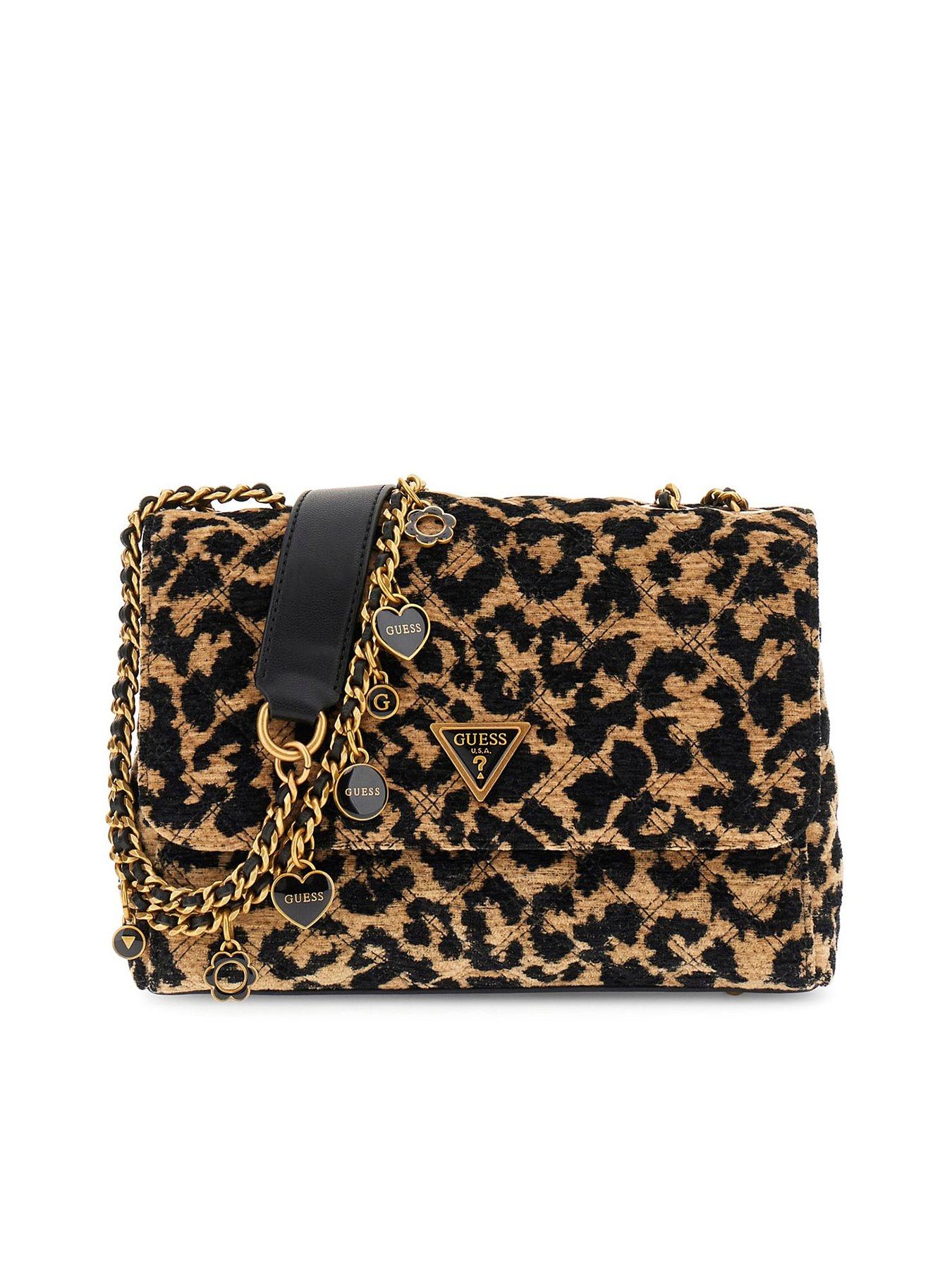  image of guess-giully-animalier-effect-velvet-crossbody-brown