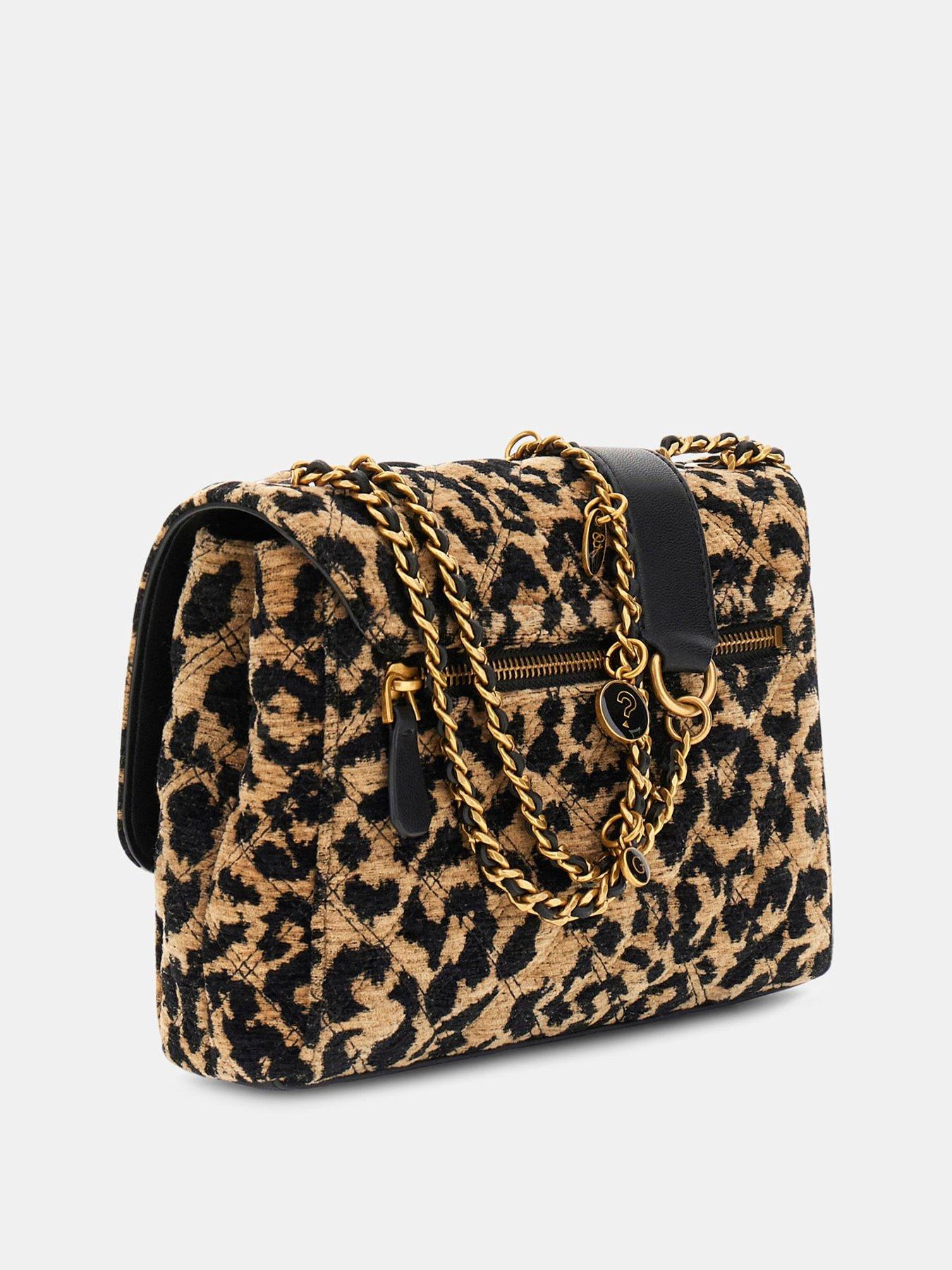  image of guess-giully-animalier-effect-velvet-crossbody-brown
