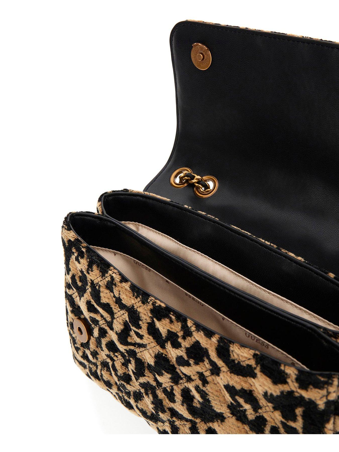  image of guess-giully-animalier-effect-velvet-crossbody-brown
