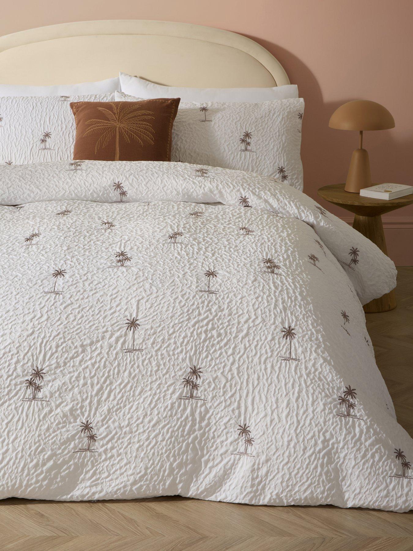 Image 1 of 5 of The Very Collection Palm Embroidered Textured Duvet Set