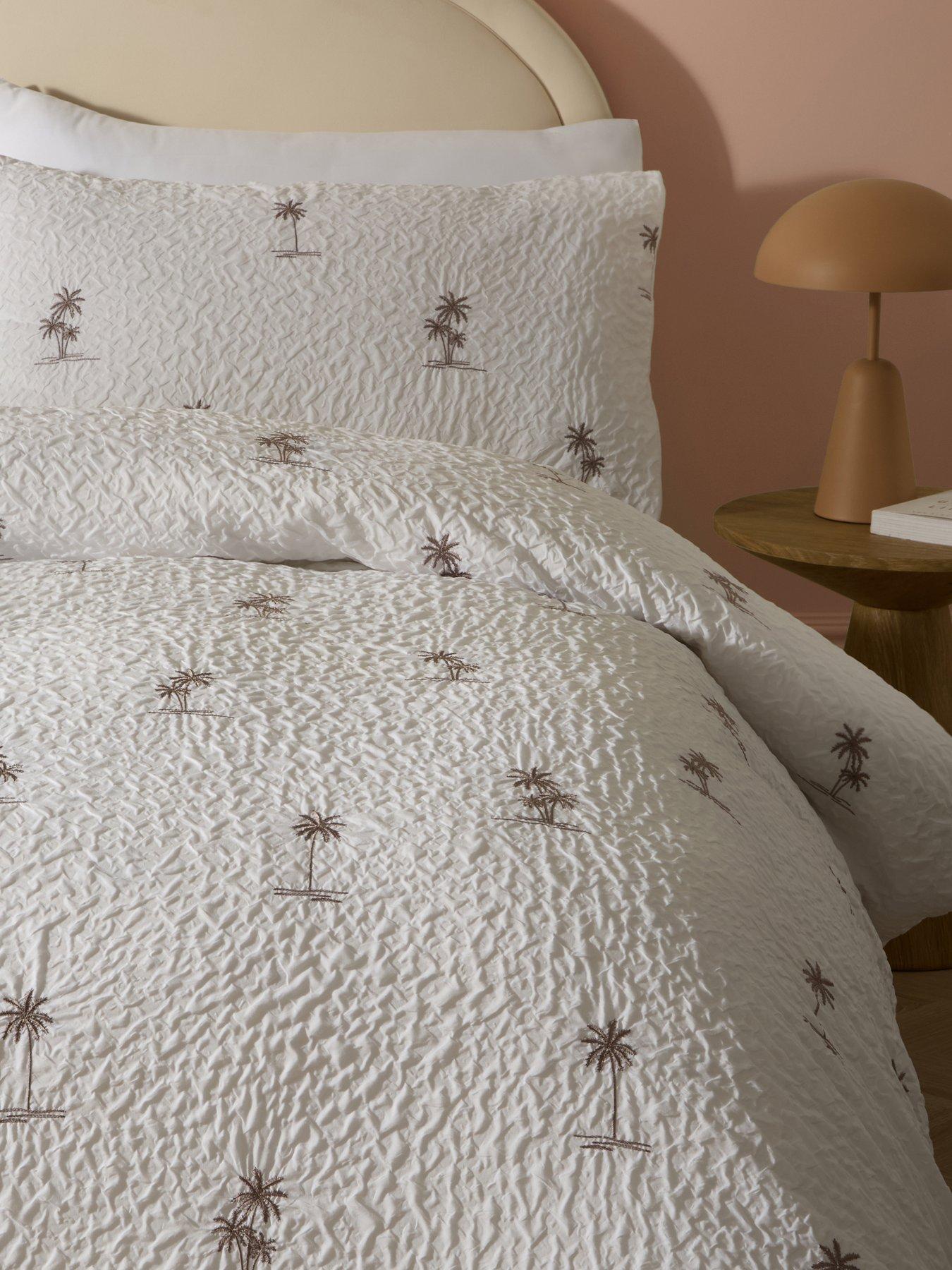 Image 5 of 5 of The Very Collection Palm Embroidered Textured Duvet Set
