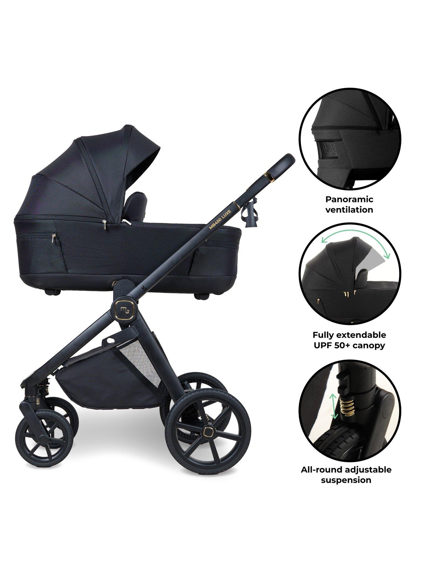  image of my-babiie-mb450-luxe-3-in-1-travel-system-with-r129-car-seat-black