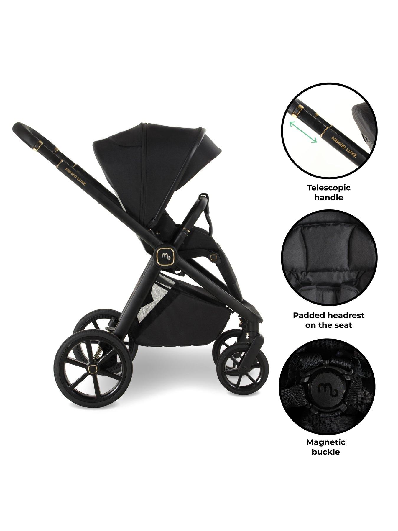  image of my-babiie-mb450-luxe-3-in-1-travel-system-with-r129-car-seat-black