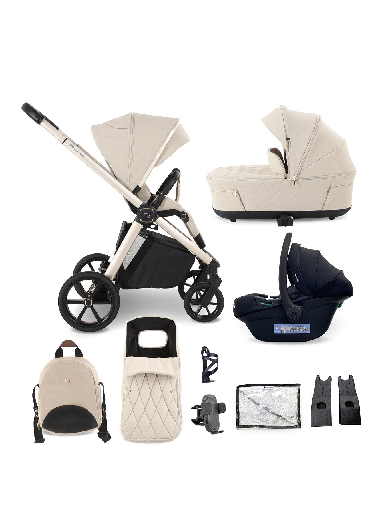 My Babiie MB450 LUXE 3-in-1 Travel System with R129 Car Seat - Feather