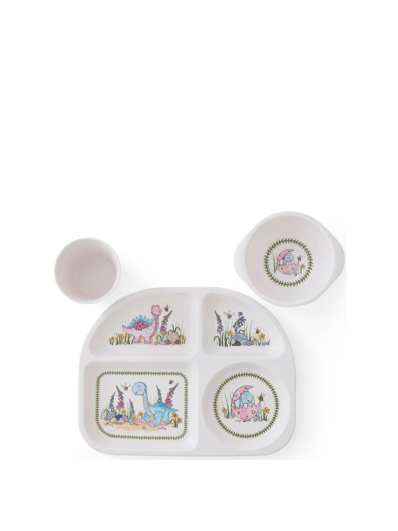  image of portmeirion-3pc-set-dinosaur-divided-plate-bowl-cup