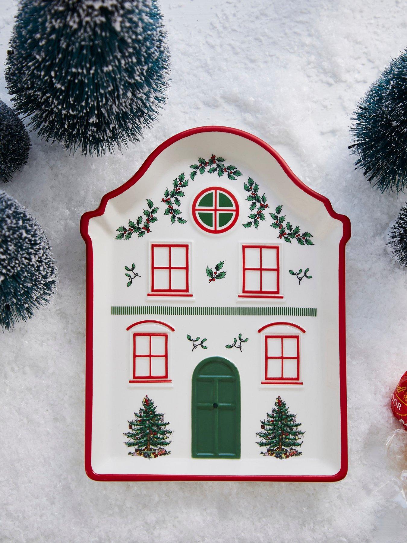 Image 1 of 2 of Spode Christmas Village Tidbit Tray - Red