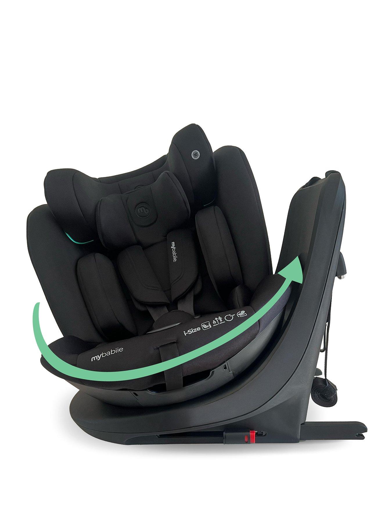 front image of my-babiie-mbcs300-easy-spin-r129-car-seat-with-top-tether-black