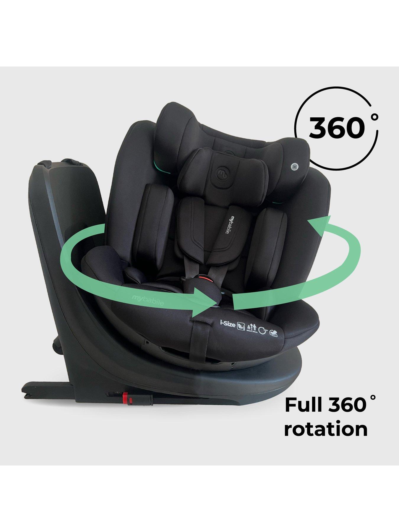  image of my-babiie-mbcs300-easy-spin-r129-car-seat-with-top-tether-black