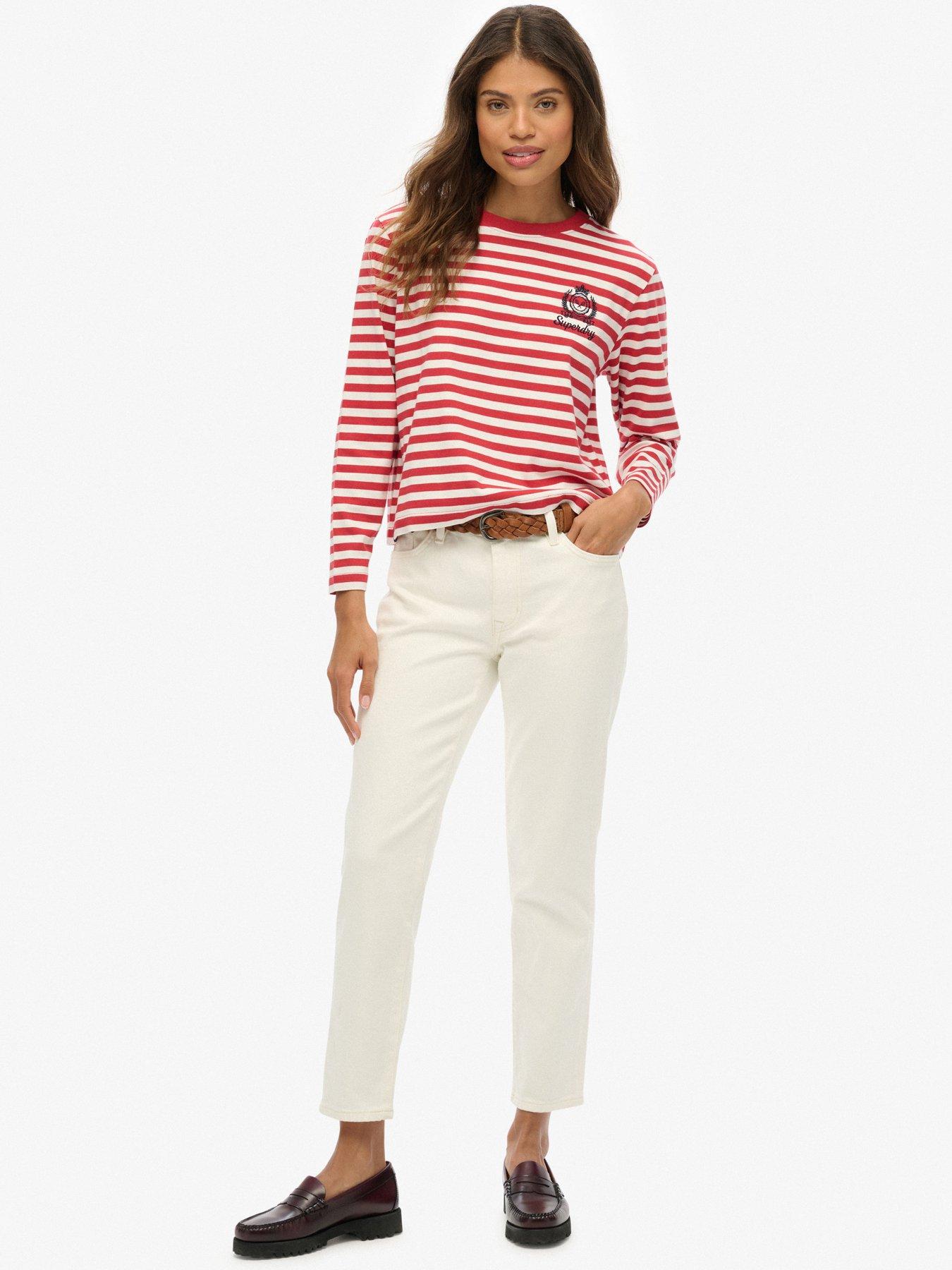 Image 2 of 5 of Superdry Country Club Long Sleeve Stripe Top - Red