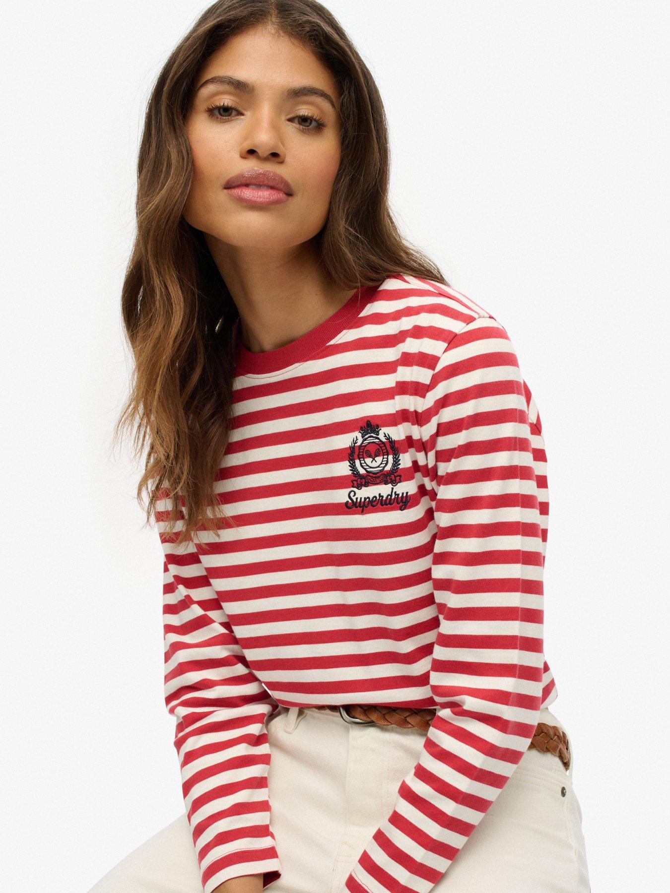Image 3 of 5 of Superdry Country Club Long Sleeve Stripe Top - Red