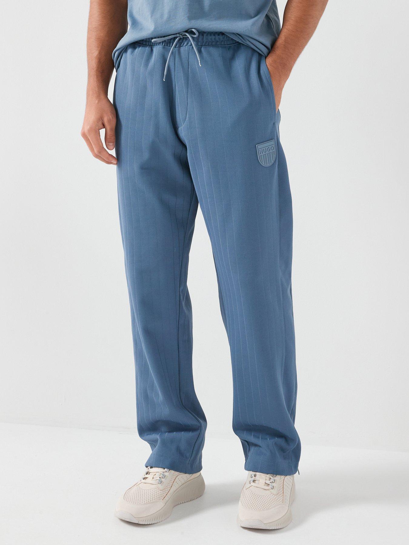 HUGO Davropant Rib Shield Logo Tracksuit Bottoms - Blue