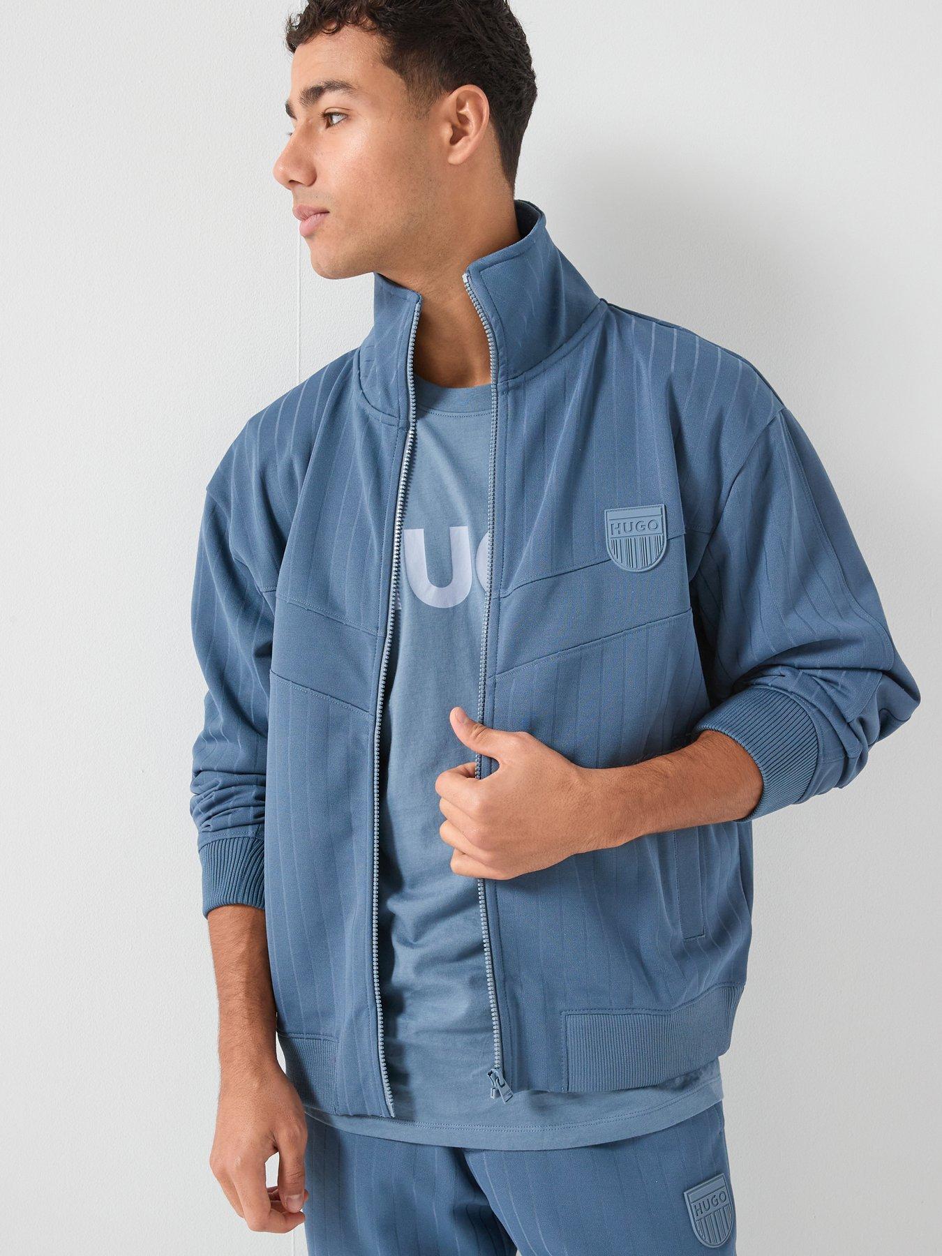 HUGO Davronto Rib Shield Logo Track Top - Blue