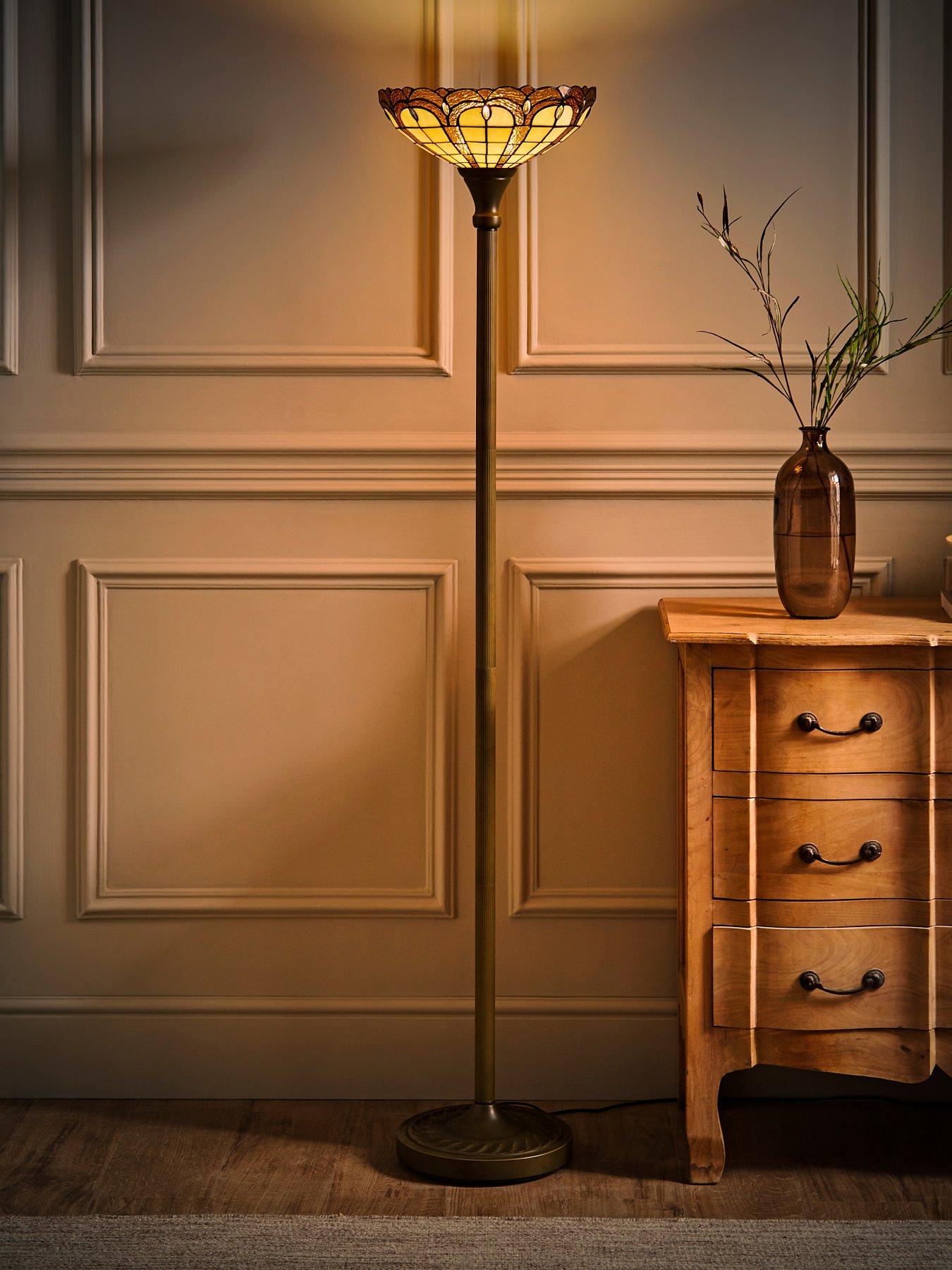 Image 3 of 6 of ValueLights Tiffany Jewel Uplighter Floor Lamp Red